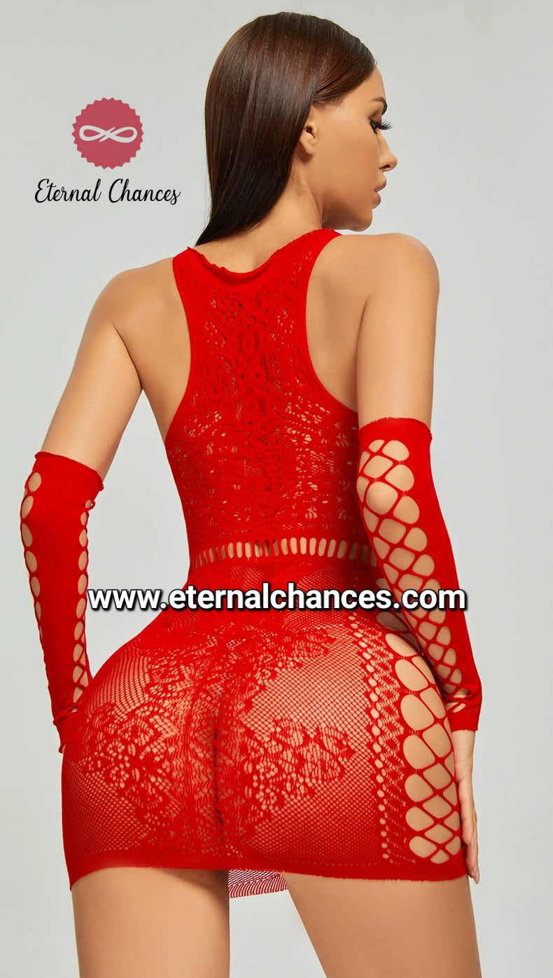 Lingerie résille moulante + Manches Taille extensible S à 2XL