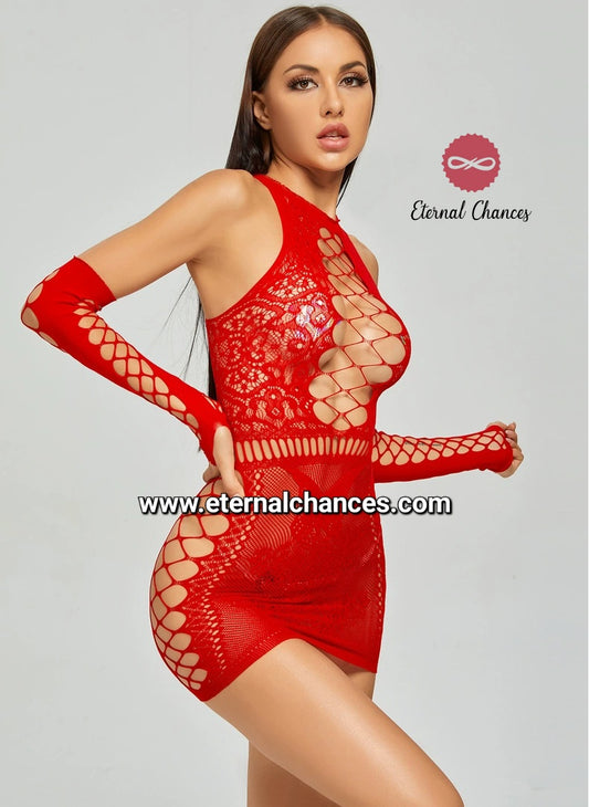 Lingerie résille moulante + Manches Taille extensible