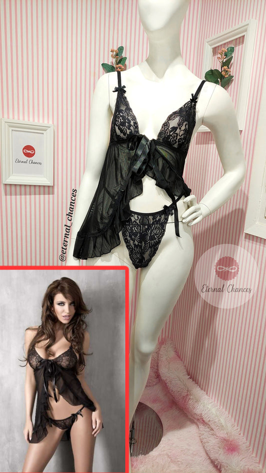 Ensemble transparent nuisette + tanga string disponible en 2 tailles (SM - LXL)