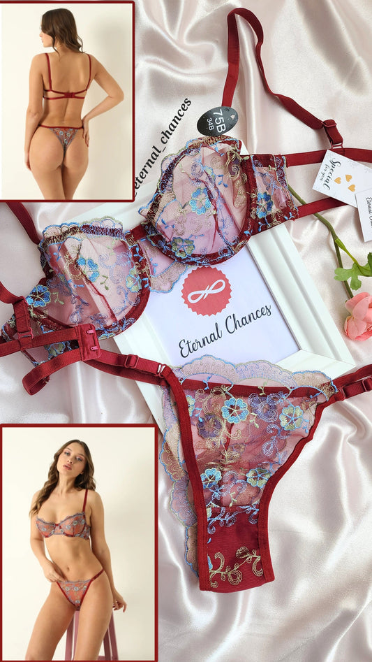 Ensemble brodé transparent 2 Tailles L.85B / XL.90B