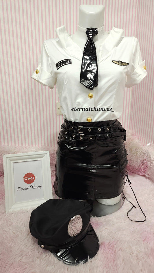 Déguisement policière 5 pièces Taille Standard Haut Élastique Jupe Ajustable 36-38