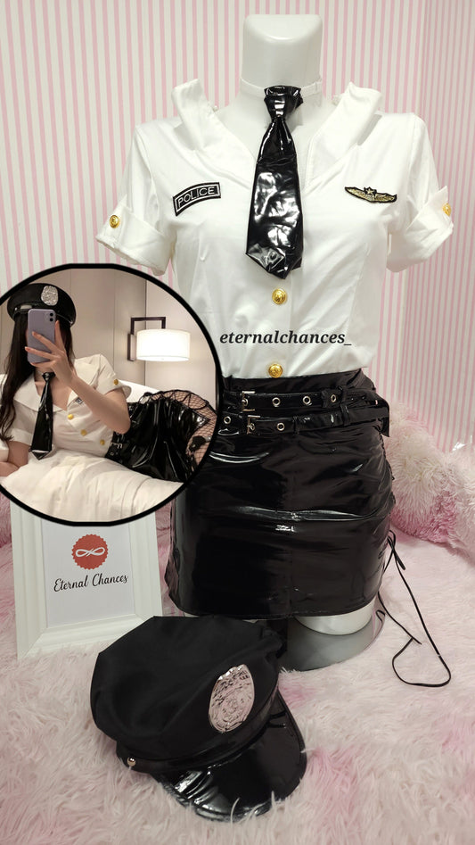 Déguisement policière 5 pièces Taille Standard Haut Élastique Jupe Ajustable 36-38