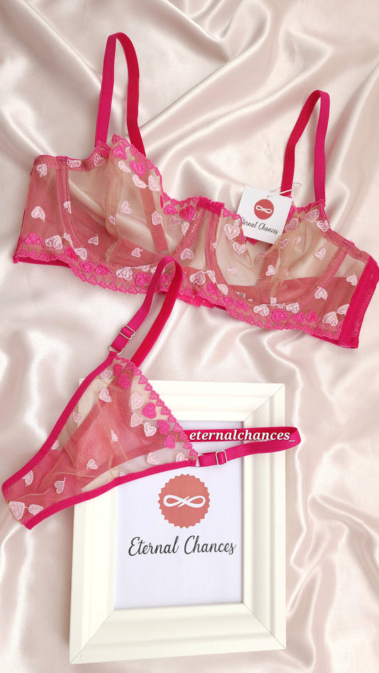 💕 Ensemble transparent brodé 4 tailles S.75B / M.80B / L.85B / XL.90B