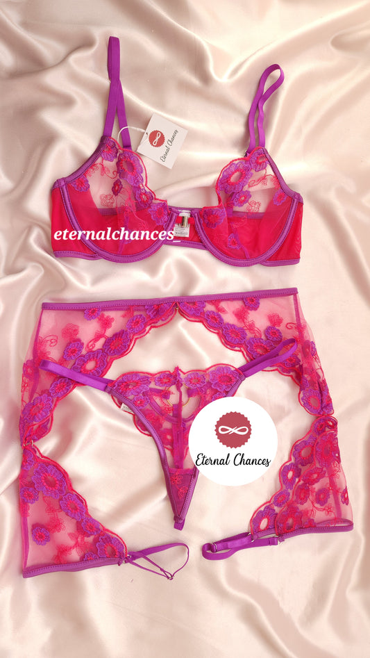 Ensemble lingerie 3 pièces Tailles S.75B M.80B L.85B