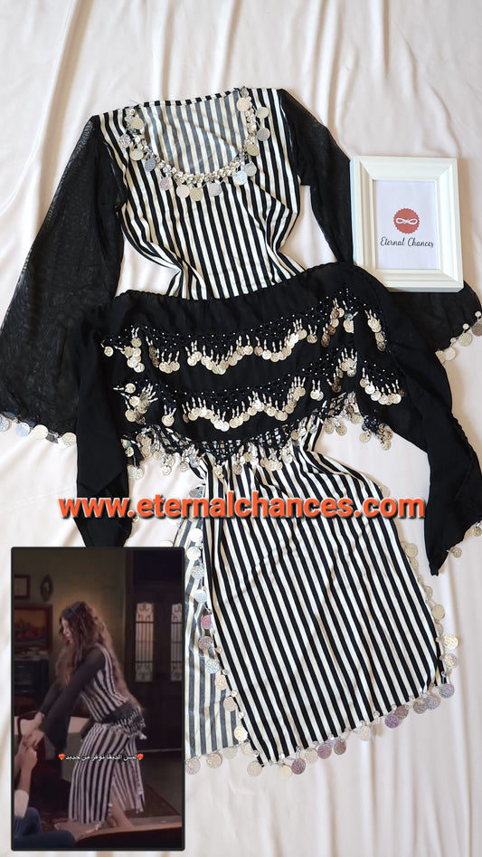 Ensemble 2 pièces danse orientale Haifa Robe + Ceinture Taille standard élastique