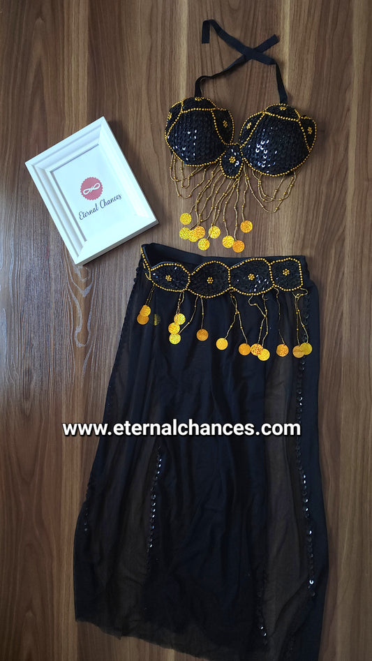 Ensemble danse orientale noir doré taille Standard (medium)