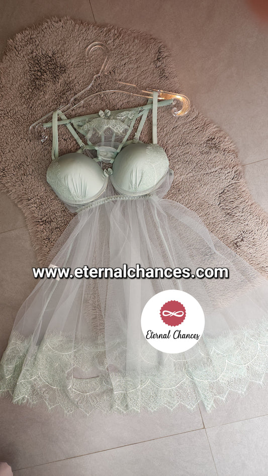 Nuisette Push-Up avec culotte en tulle et dentelle Taille Unique Standard M.L.XL (bonnet B/C)