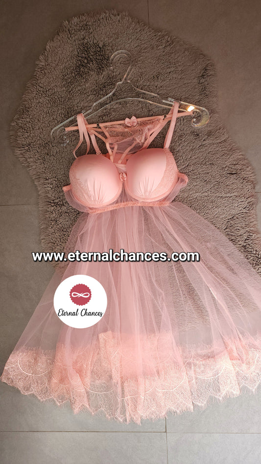 Nuisette Push-Up avec culotte en tulle et dentelle Taille Unique Standard M.L.XL (bonnet B/C)