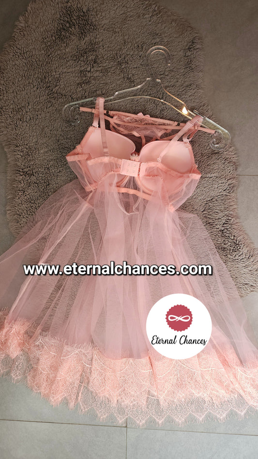 Nuisette Push-Up avec culotte en tulle et dentelle Taille Unique Standard M.L.XL (bonnet B/C)