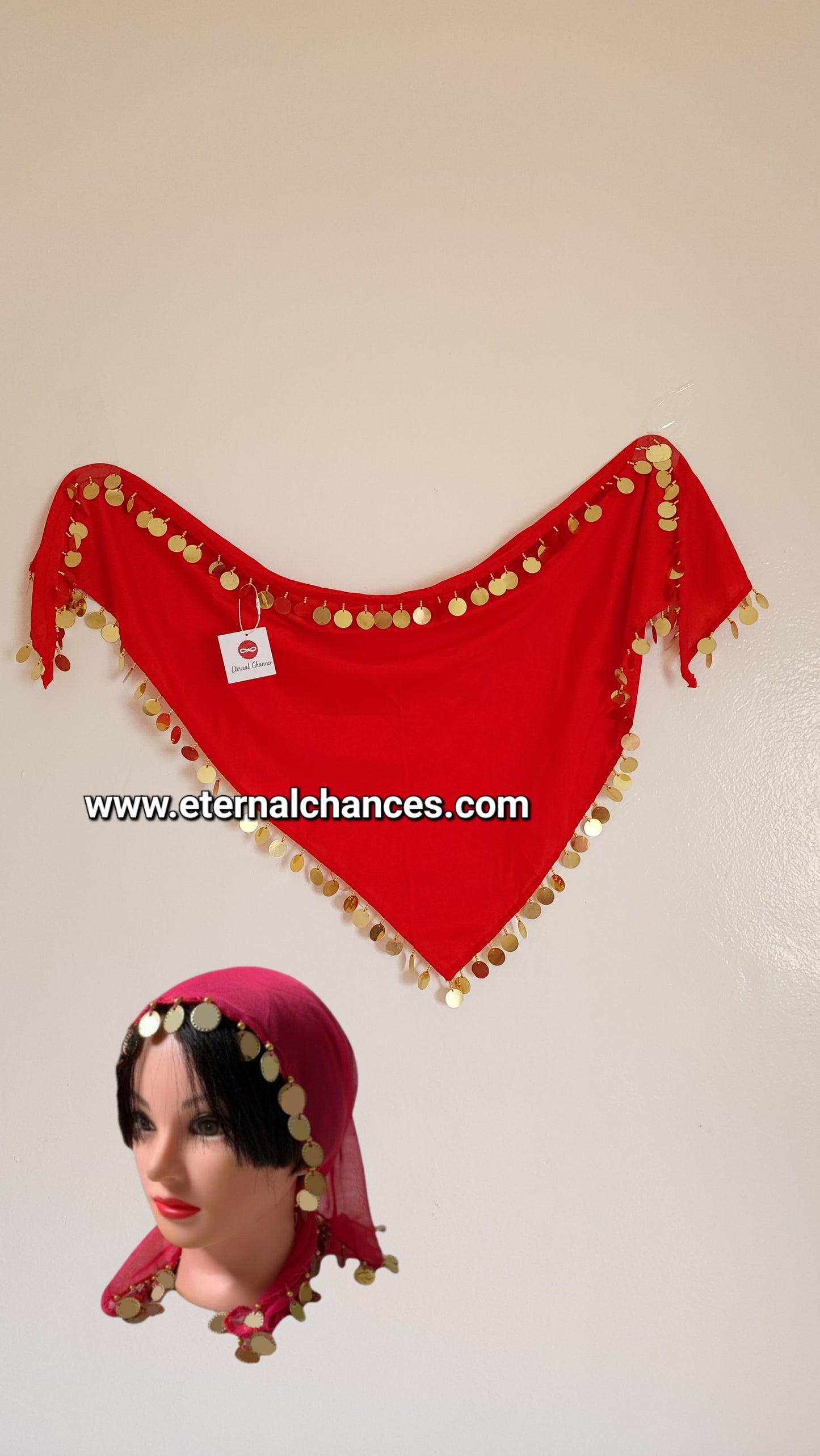 Écharpe tête rouge doré