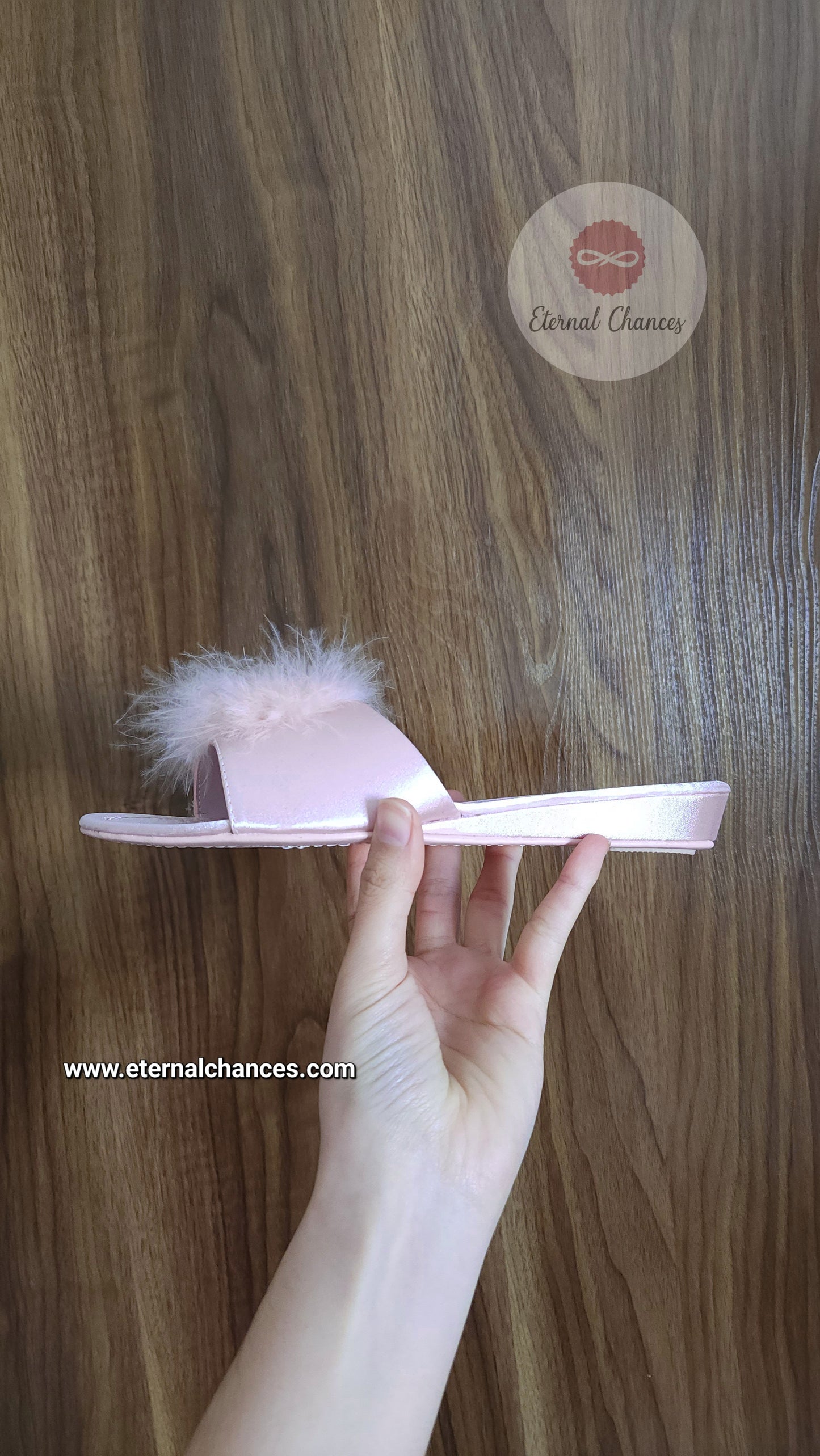 Mules de chambre rose bébé plat (37-38-39-40)