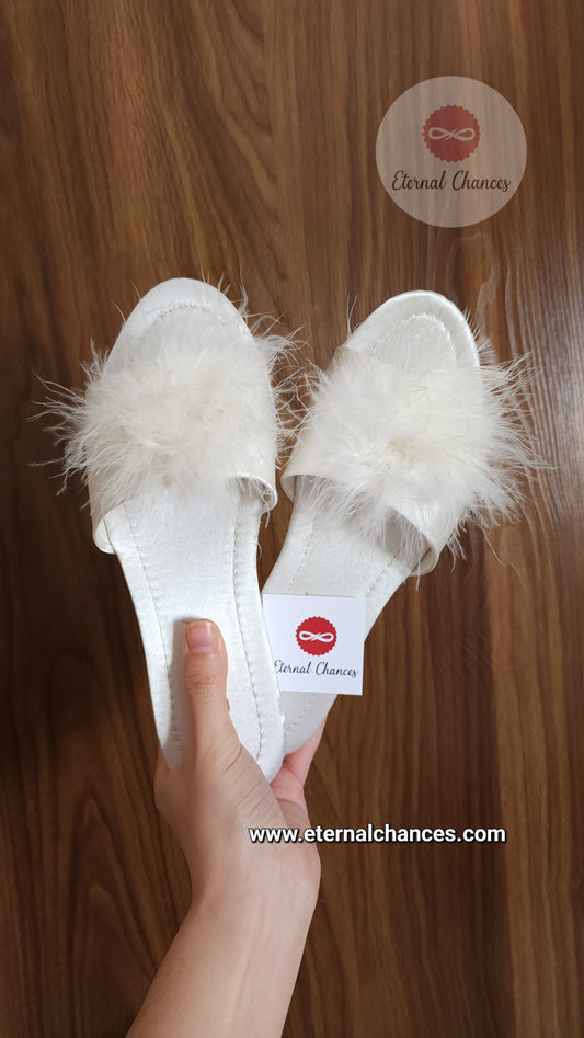 Mules de chambre blanc plat (37-38-39-40)