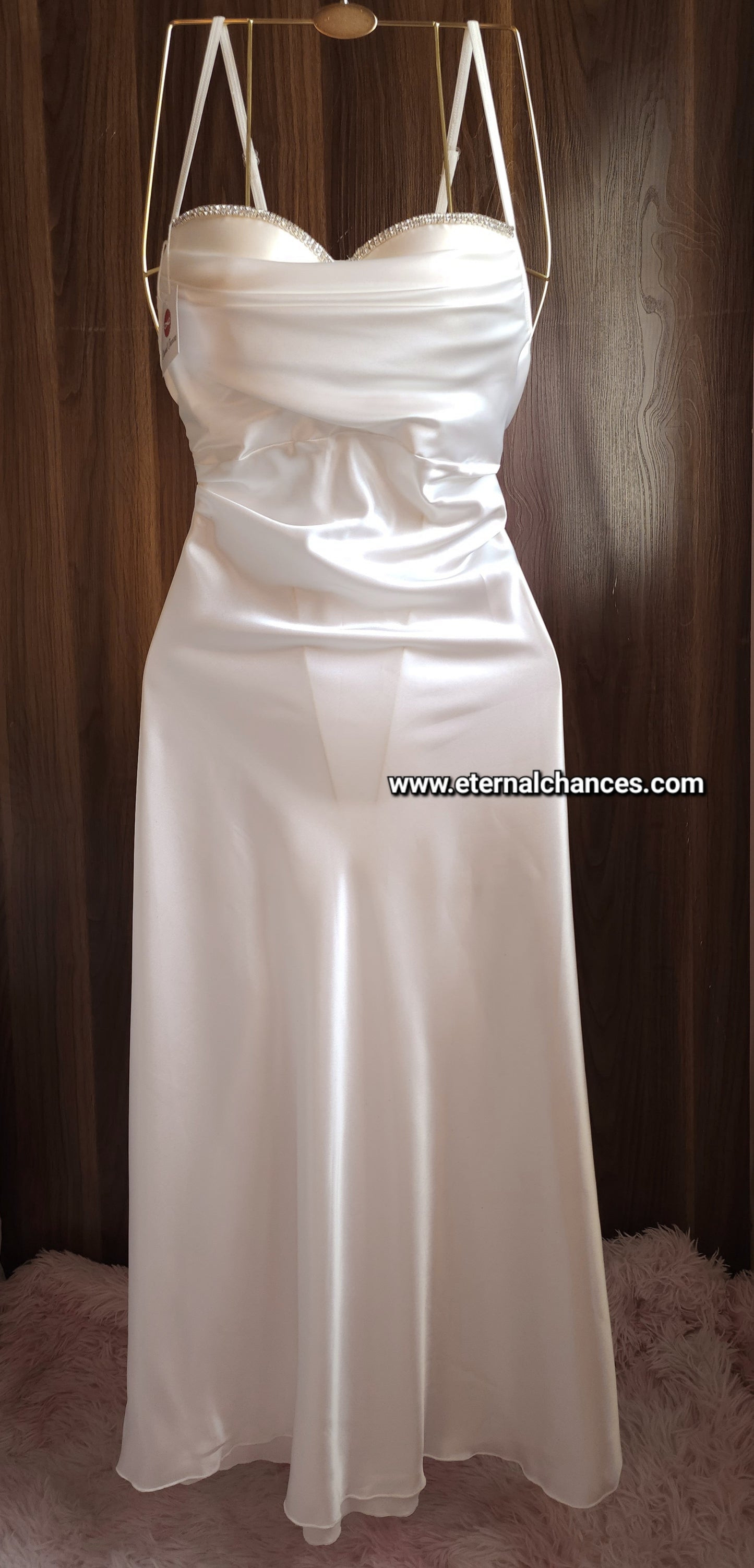 Ensemble Long Mariée Glamour – Satin Blanc & Tulle Transparent Taille unique standard