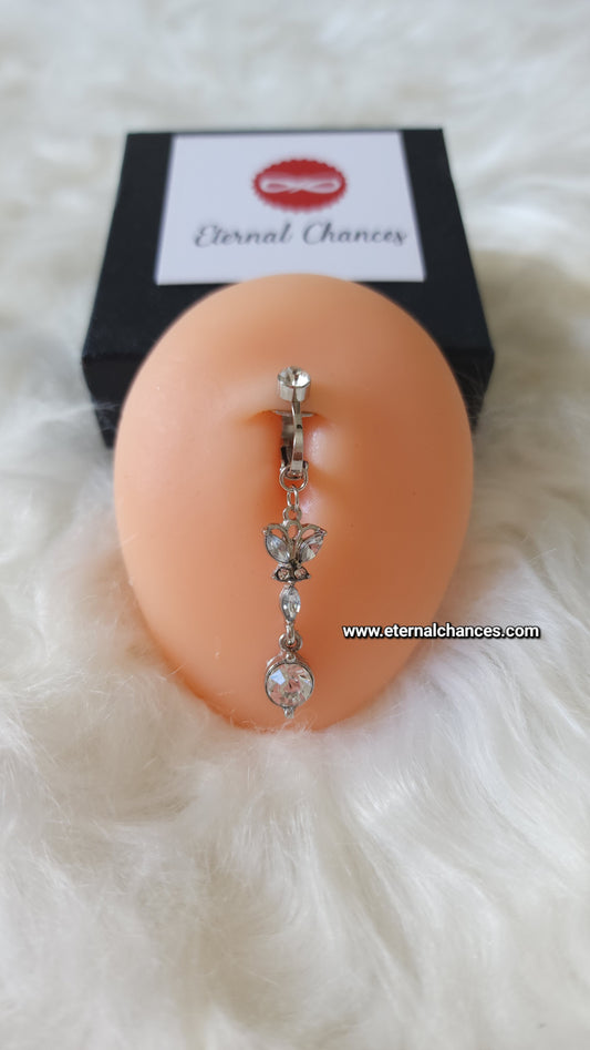 Clip de nombril argenté sans piercing أكسسوار السرة فضي دون ثقب