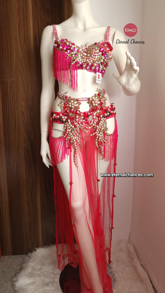 Ensemble professionnel danse orientale haute qualité Taille standard (Bonnet 75/80 B/C)