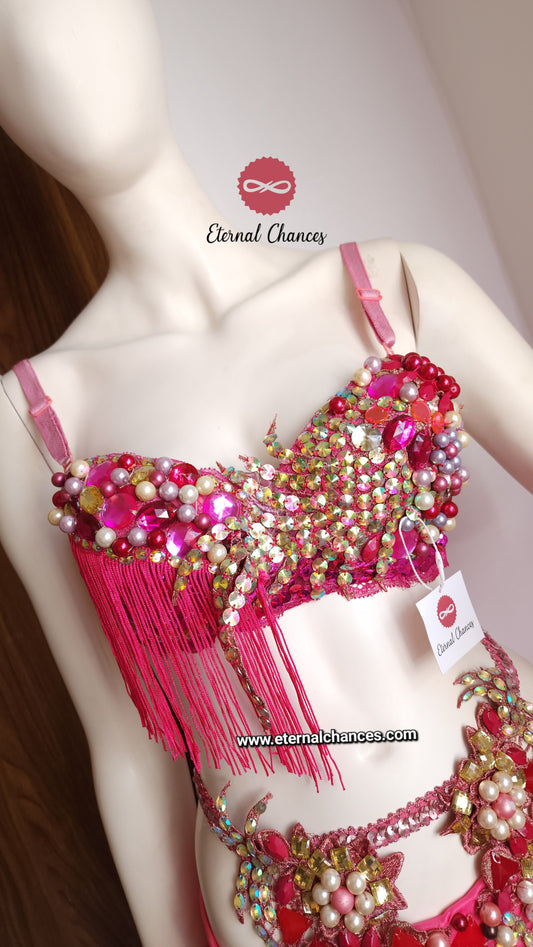 Ensemble professionnel danse orientale haute qualité Taille standard (Bonnet 75/80 B/C)