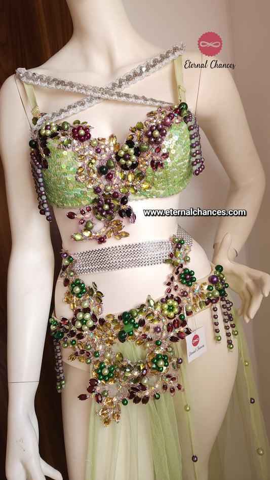 Ensemble professionnel danse orientale haute qualité Taille standard (Bonnet 75/80 B/C)