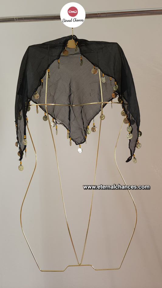 Écharpe tête égyptien noir doré