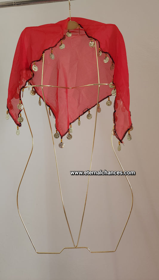 Écharpe tête égyptien rouge doré