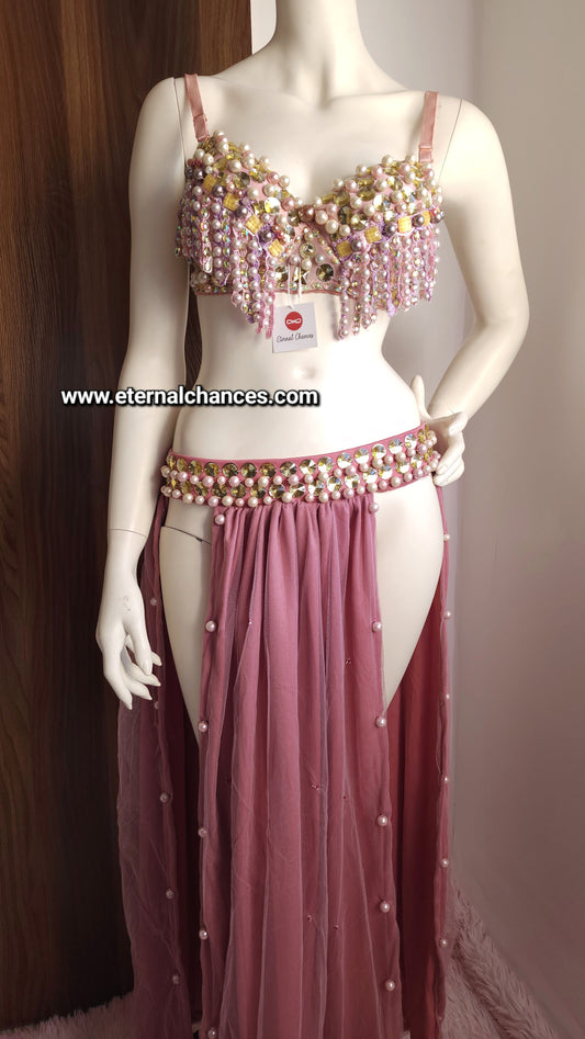 Ensemble professionnel danse orientale haute qualité Taille standard (Bonnet 75/80 B/C)