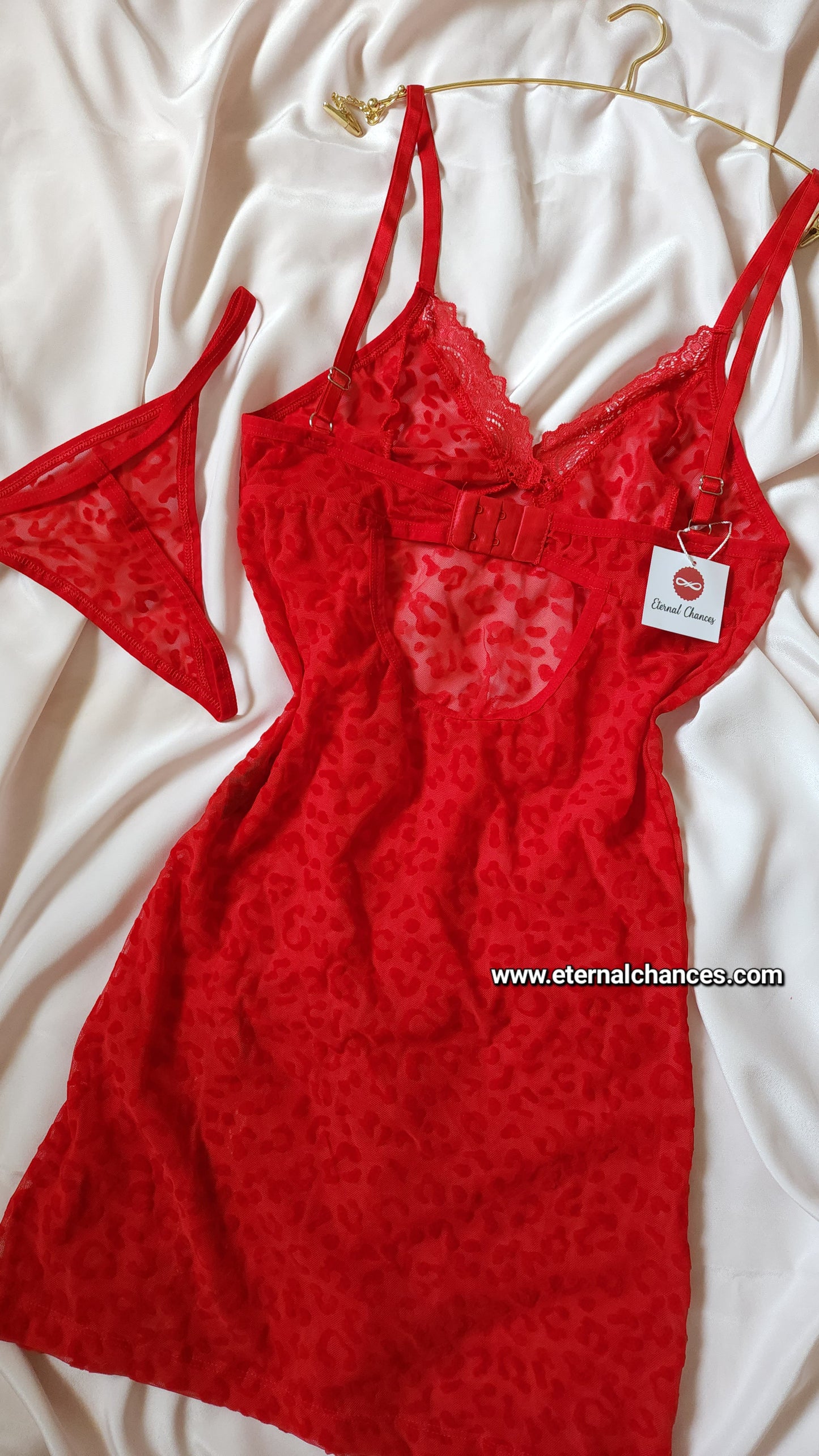 Nuisette avec string motif léopard taille SM - LXL