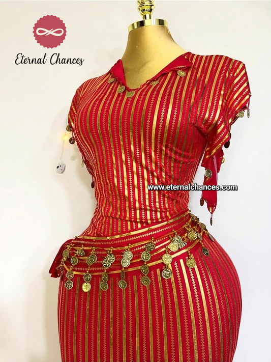 Nancy + ceinture rouge doré taille standard