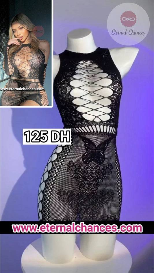 Lingerie résille moulante + Manches Taille extensible