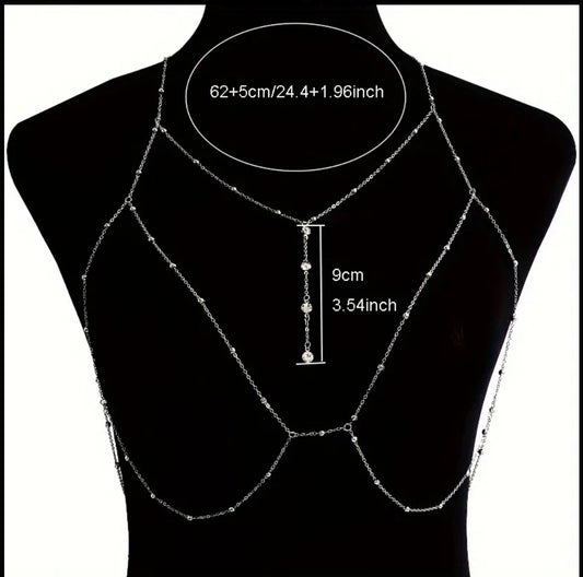 2 pièces chaine de poitrine + collier dorée sexy