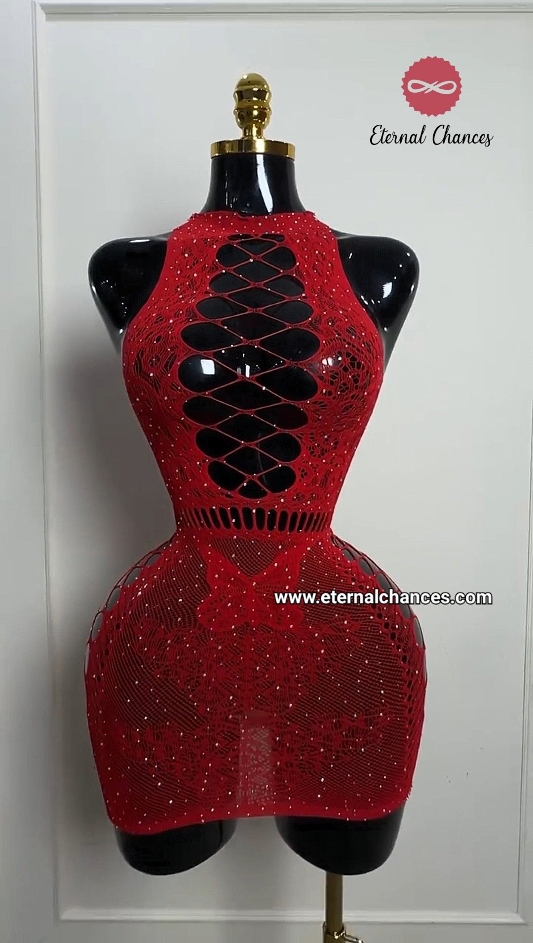Lingerie résille moulante + Manches ornée de pierres scintillantes Taille extensible