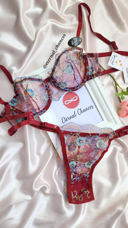 Ensemble brodé transparent 2 Tailles L.85B / XL.90B