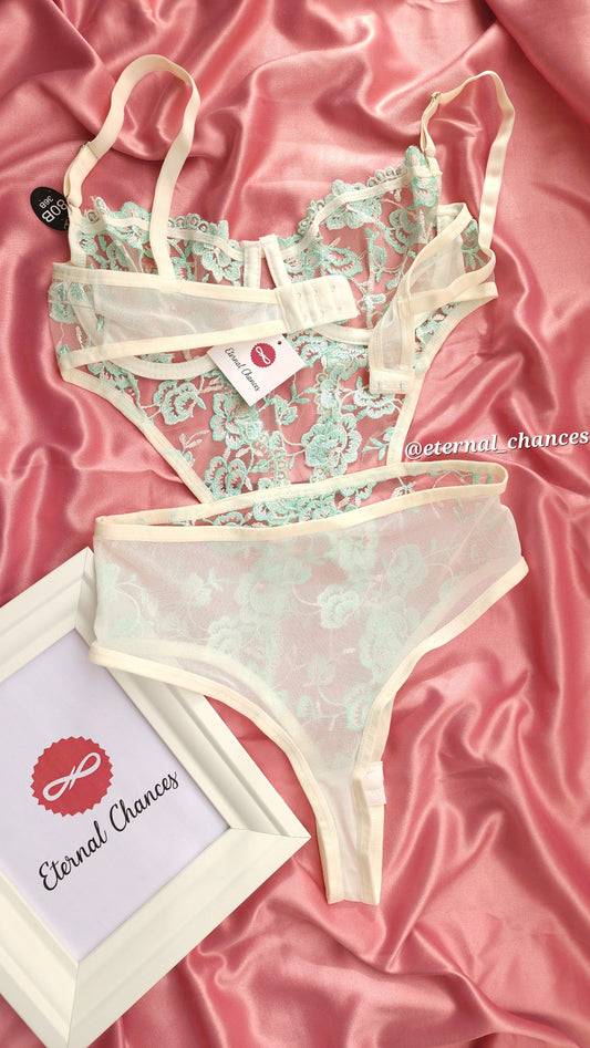 Body-lingerie transparent en dentelle brodée S M L XL