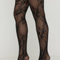 Collant noir à fleurs en dentelle et maille