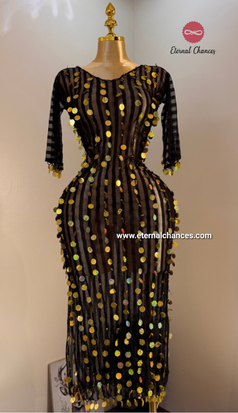 Tenue de danse orientale détaillée Doré taille standard