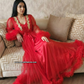 Ensemble Long Mariée nuisette + déshabillé Glamour – Satin Rouge & Tulle Transparent Taille unique standard