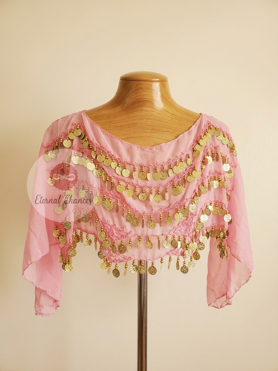 Ceinture danse orientale rose doré