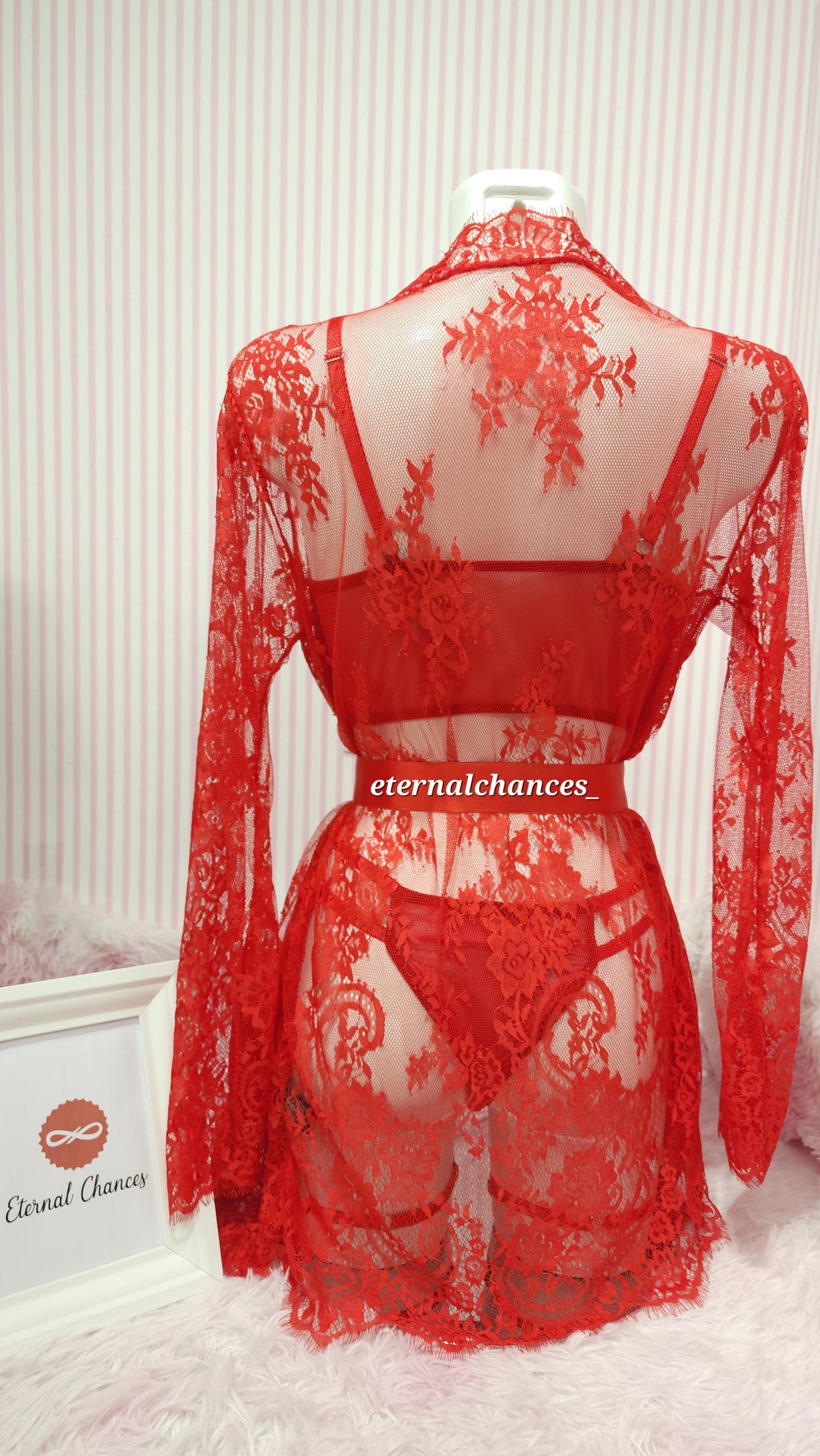 Ensemble Déshabillé 3 pièces dentelle 2 tailles SM + LXL