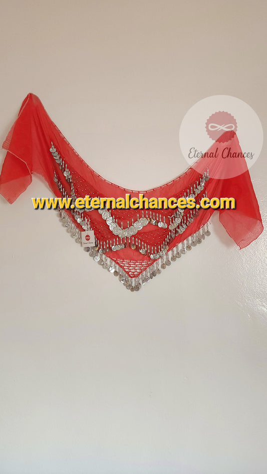 Ceinture chargée rouge argenté حزام عامر أحمر فضي