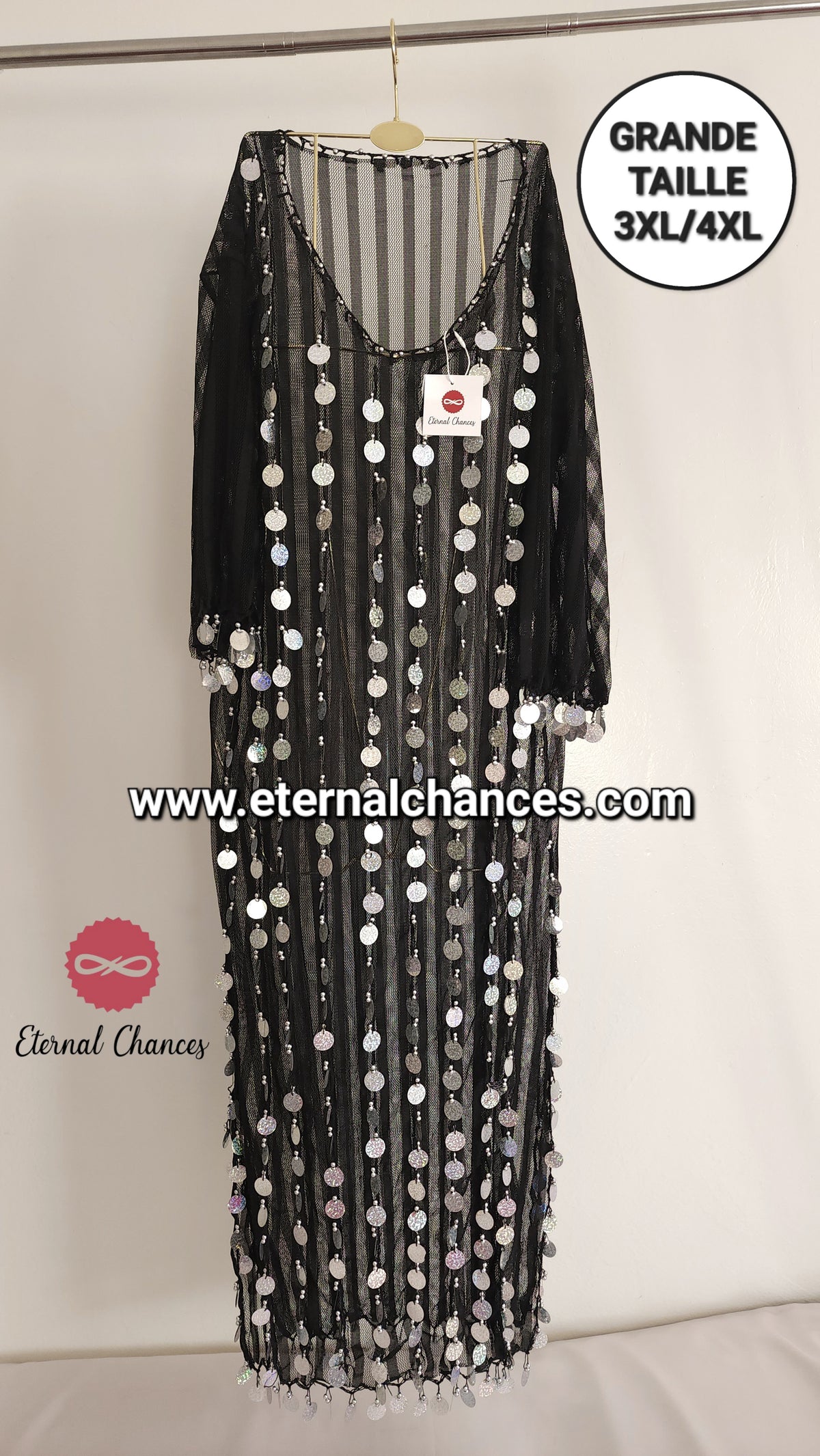 Grande taille 2XL/3XL/4XL Tenue de danse orientale détaillée argenté