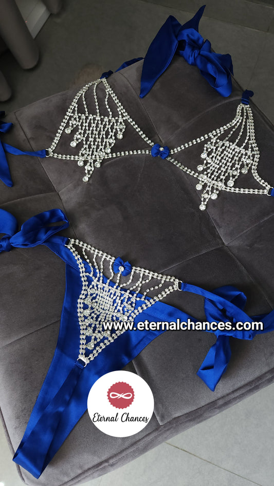 Ensemble Swarovski taille unique ajustable bleu roi