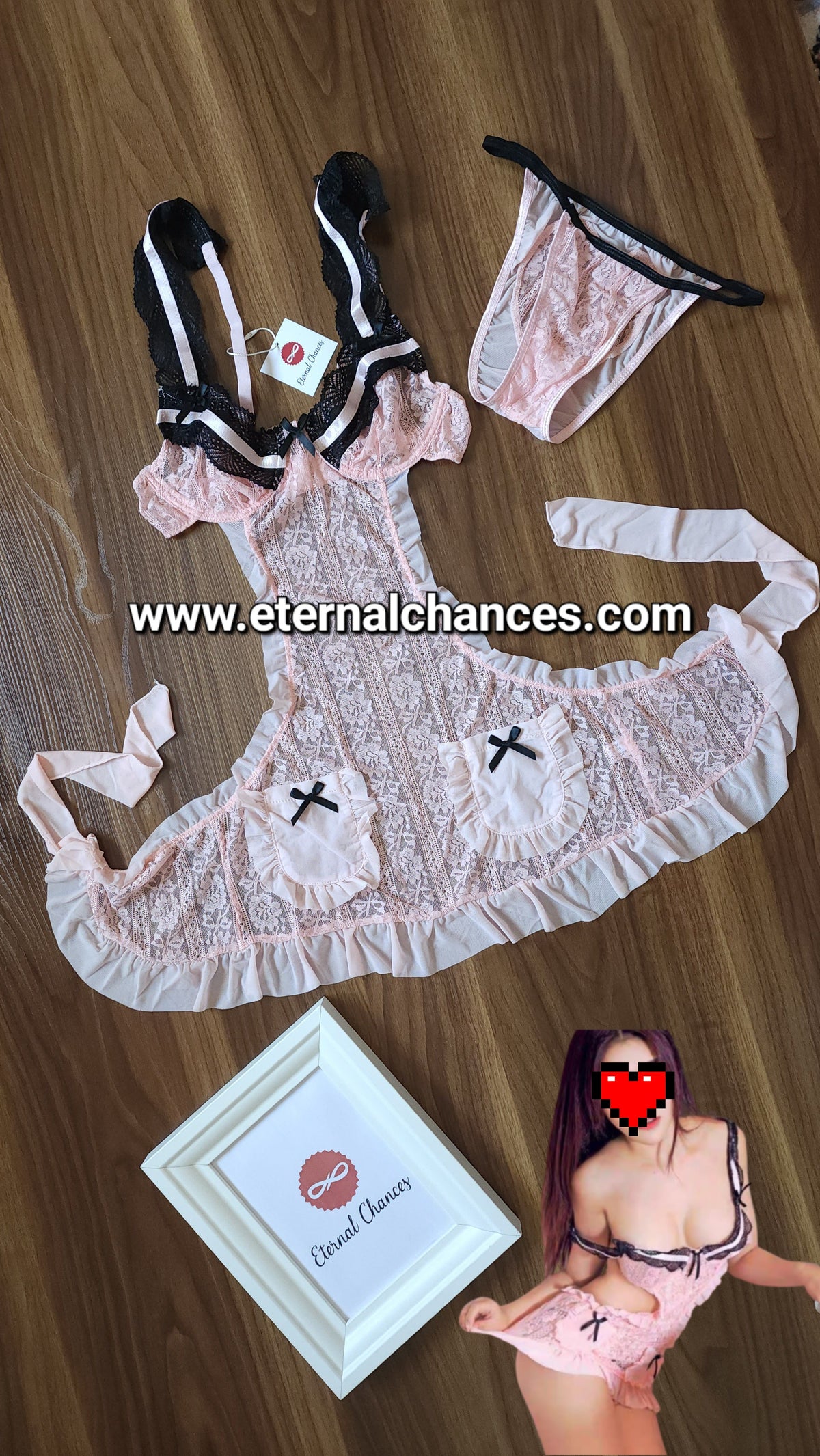 Déguisement serveuse nuisette + culotte Taille M + L