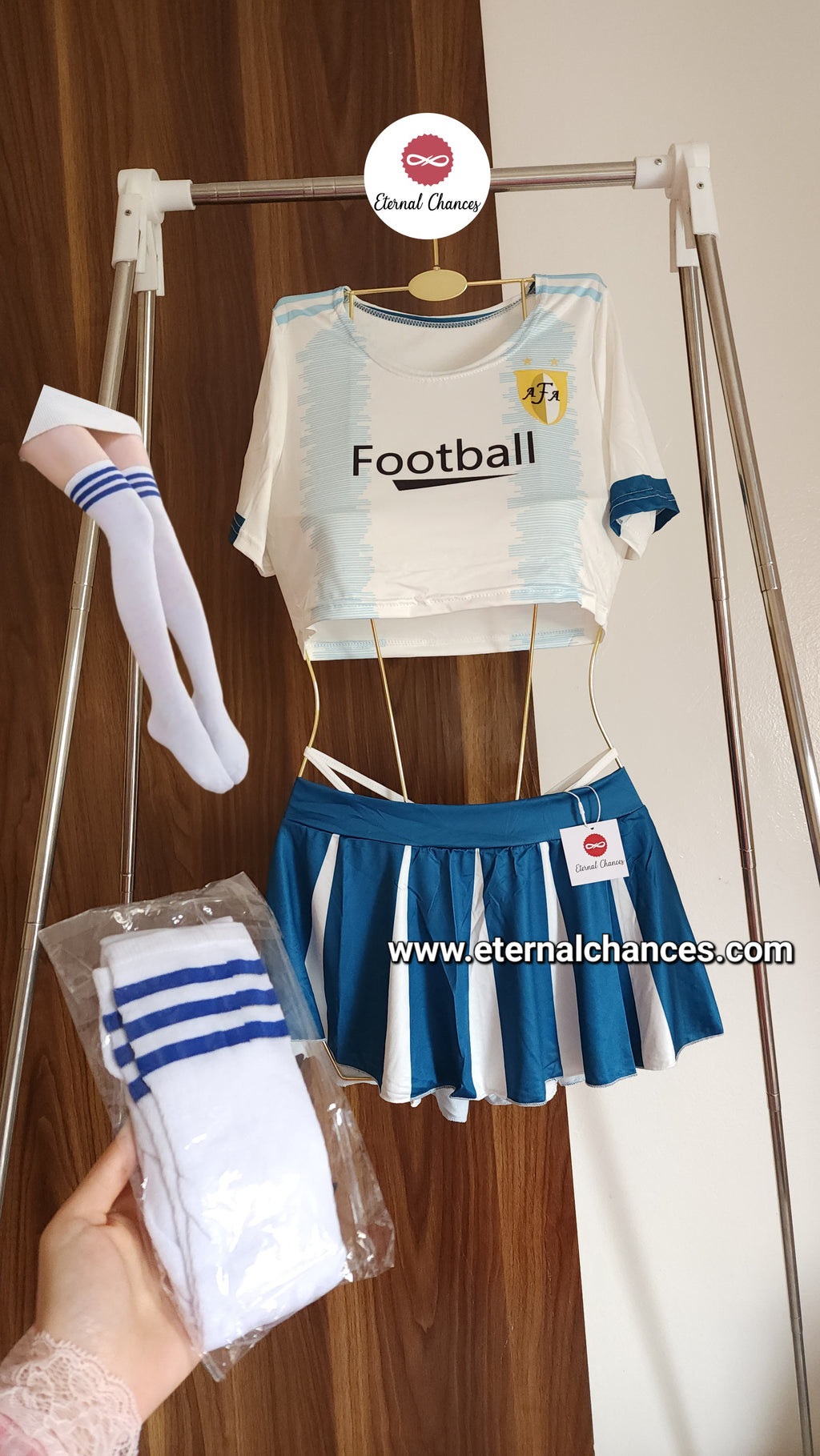 Déguisement 4 pièces pom-pom girl football Taille SM unique élastique