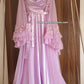Ensemble long Lilas Déshabillé + Nuisette  en Satin & Tulle Brodé – Édition Royale (taille standard)