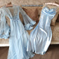 Ensemble long Bleu Ciel Déshabillé + Nuisette en Satin & Tulle Brodé – Édition Royale (taille standard)