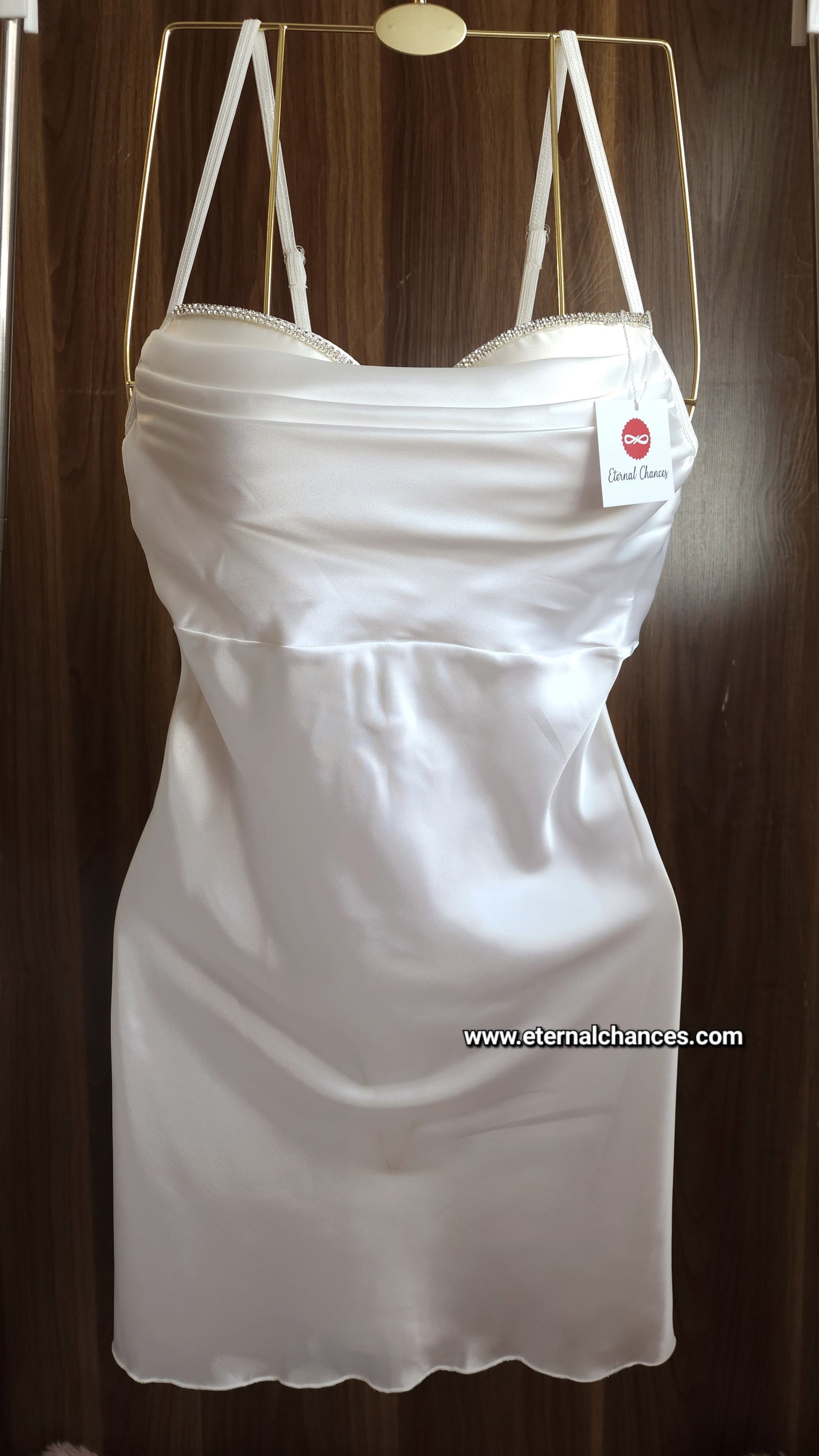 Ensemble Court Mariée Glamour – Satin Blanc & Tulle Transparent Taille unique standard