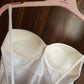 Ensemble Court Mariée Glamour – Satin Blanc & Tulle Transparent Taille unique standard
