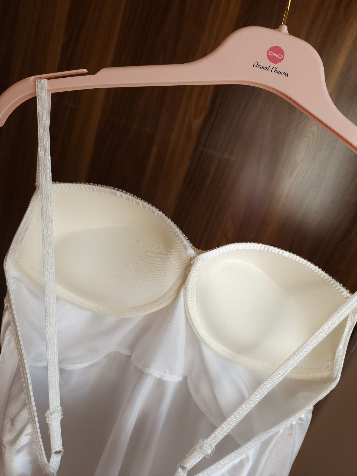Ensemble Long Mariée nuisette + déshabillé Glamour – Satin Blanc & Tulle Transparent Taille unique standard