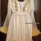 Ensemble Court Mariée Glamour – Satin Beige & Tulle Transparent Taille unique standard