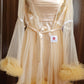 Ensemble Court Mariée Glamour – Satin Beige & Tulle Transparent Taille unique standard