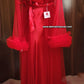 Ensemble Long Mariée Glamour – Satin Rouge & Tulle Transparent Taille unique standard