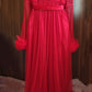 Ensemble Long Mariée Glamour – Satin Rouge & Tulle Transparent Taille unique standard